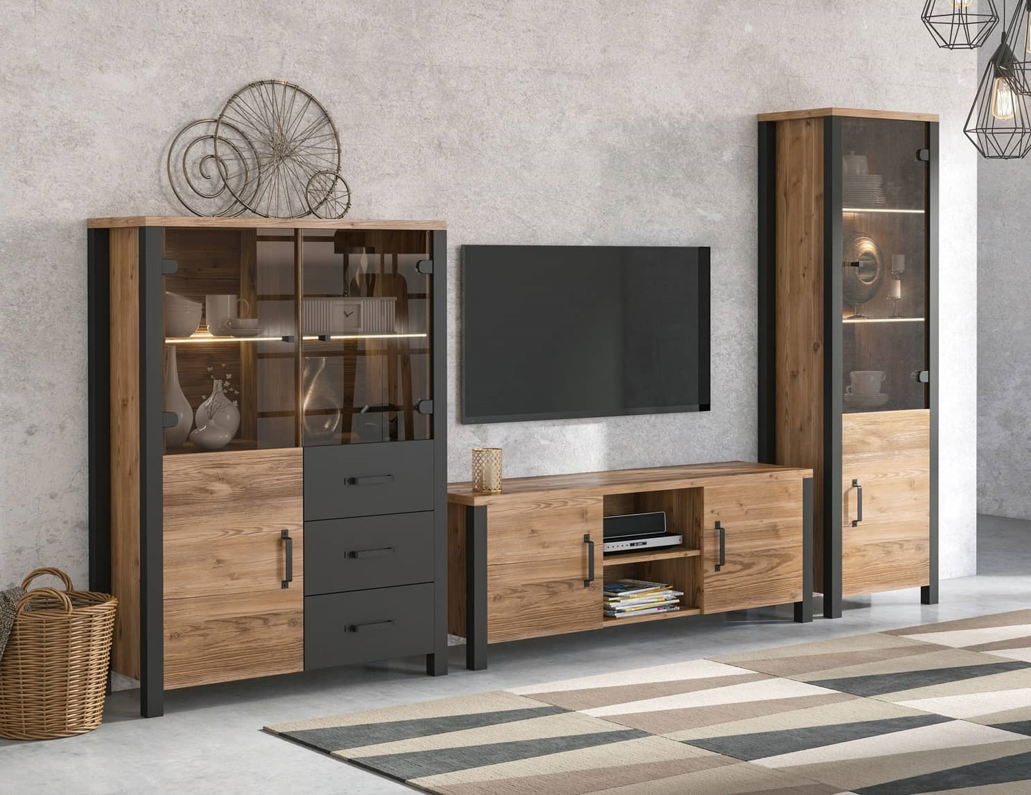 Zestaw mebli Olin do pokoju dziennego Meblościanka do salonu Meble do pokoju młodzieżowego