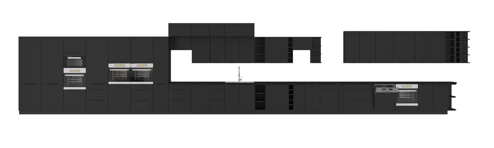 Zestaw mebli kuchennych modułowy Black w kolorze czarnym