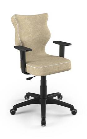 Krzesło do biurka Duo beżowe idealne do wzrostu 146-176,5 cm profilowane siedzisko regulowane podłokietniki łatwo czyszcząca tkanina