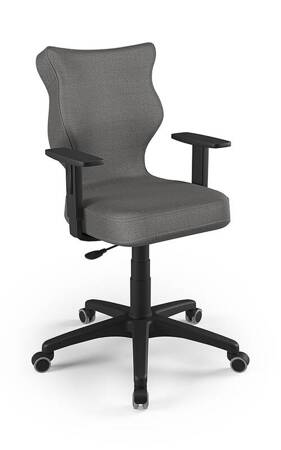 Krzesło do biurka Duo ciemny szary dopasowane do wzrostu 159-188 cm ergonomiczne siedzisko regulowane podłokietniki odporna tkanina