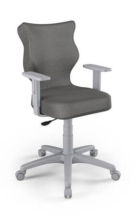 Krzesło do biurka Duo ciemny szary idealne do wzrostu 146-176,5 cm ergonomiczne siedzisko regulowane podłokietniki odporna tkanina