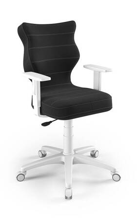 Krzesło do biurka Duo czarne dopasowane do wzrostu 159-188 cm ergonomiczne krzesło obrotowe z regulowanymi podłokietnikami