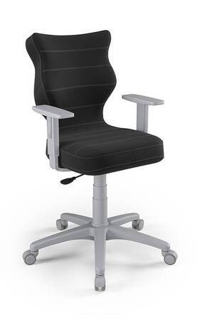 Krzesło do biurka Duo czarne dopasowane do wzrostu 159-188 cm ergonomiczne krzesło obrotowe z regulowanymi podłokietnikami
