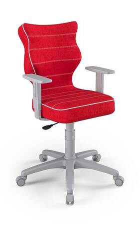 Krzesło do biurka Duo czerwone dopasowane do wzrostu 159-188 cm profilowane siedzisko regulowane podłokietniki łatwo czyszcząca tkanina