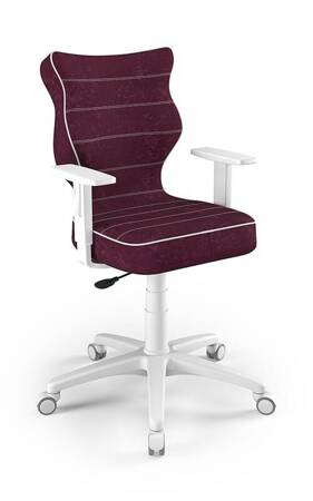 Krzesło do biurka Duo fioletowe idealne do wzrostu 146-176,5 cm profilowane siedzisko regulowane podłokietniki łatwo czyszcząca tkanina