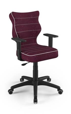 Krzesło do biurka Duo fioletowe idealne do wzrostu 159-188 cm profilowane siedzisko regulowane podłokietniki łatwo czyszcząca tkanina