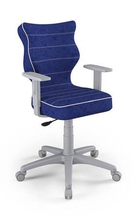 Krzesło do biurka Duo niebieskie dopasowane do wzrostu 159-188 cm profilowane siedzisko regulowane podłokietniki łatwo czyszcząca tkanina