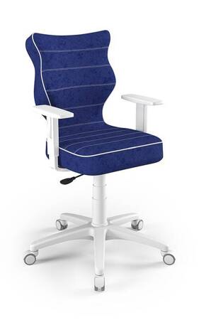 Krzesło do biurka Duo niebieskie dopasowane do wzrostu 159-188 cm profilowane siedzisko regulowane podłokietniki łatwo czyszcząca tkanina
