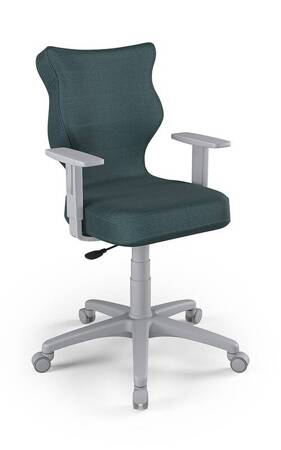 Krzesło do biurka Duo niebieskie idealne do wzrostu 146-176,5 cm ergonomiczne siedzisko regulowane podłokietniki odporna tkanina