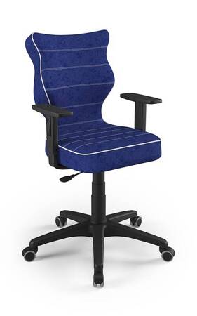 Krzesło do biurka Duo niebieskie idealne do wzrostu 146-176,5 cm profilowane siedzisko regulowane podłokietniki łatwo czyszcząca tkanina