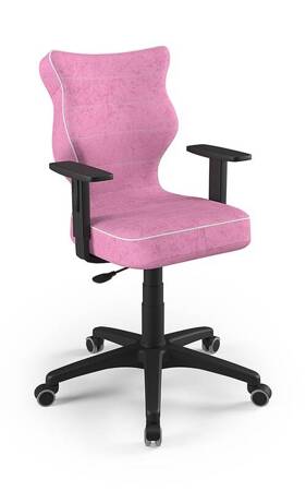 Krzesło do biurka Duo różowe idealne do wzrostu 159-188 cm profilowane siedzisko regulowane podłokietniki łatwo czyszcząca tkanina