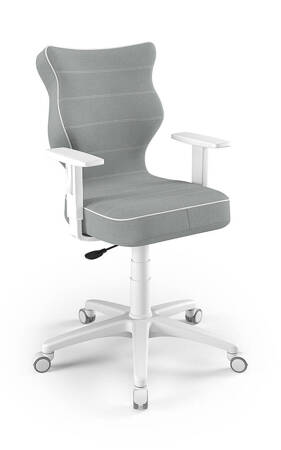 Krzesło do biurka Duo szare dopasowane do wzrostu 146-176,5 cm ergonomiczne krzesło obrotowe z regulowanymi podłokietnikami