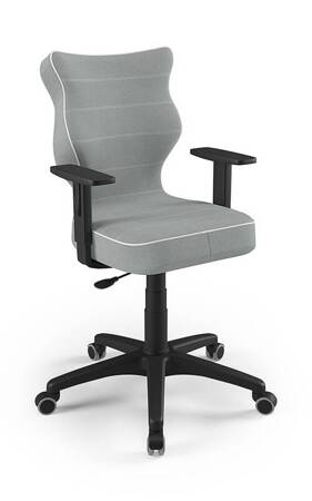 Krzesło do biurka Duo szare dopasowane do wzrostu 159-188 cm ergonomiczne krzesło obrotowe z regulowanymi podłokietnikami