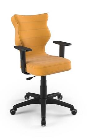 Krzesło do biurka Duo żółte dopasowane do wzrostu 159-188 cm ergonomiczne krzesło obrotowe z regulowanymi podłokietnikami