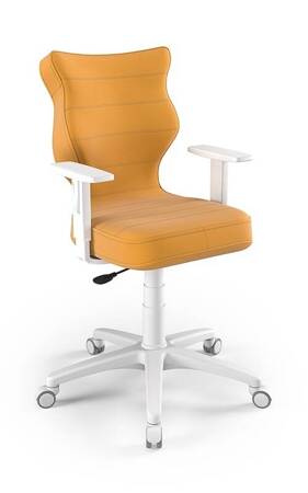 Krzesło do biurka Duo żółte dopasowane do wzrostu 159-188 cm ergonomiczne krzesło obrotowe z regulowanymi podłokietnikami