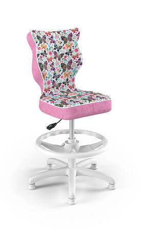 Krzesło do biurka Petit motyw motylki dopasowane do wzrostu 133-159 cm ergonomiczne krzesło obrotowe z podnóżkiem