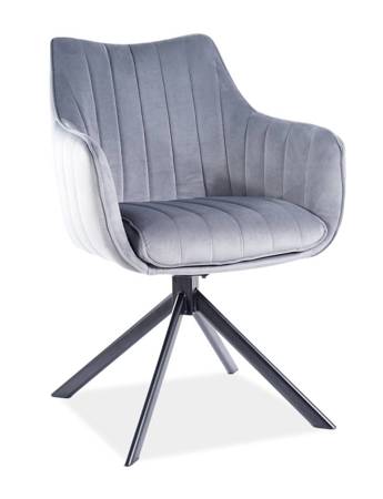 Krzesło tapicerowane Azalia 44x42 cm szare nowoczesne krzesło obrotowe z metalowymi nogami stylowe krzesło kubełkowe