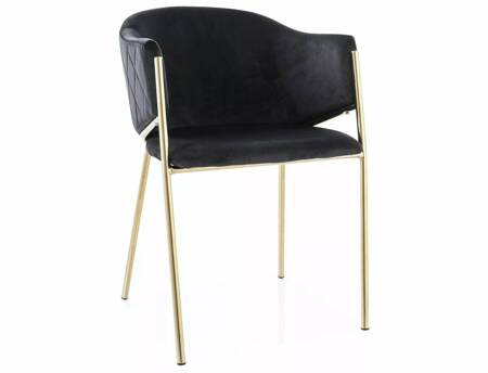 Krzesło tapicerowane Bono czarne nowoczesne oraz funkcjonalne krzesło industrialne na złotym metalowym stelażu