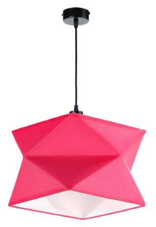 Lampa wisząca Quasar 30 cm różowa / czarna designerska lampa sufitowa do pokoju dziecięcego z bawełnianym abażurem i metalową podstawą