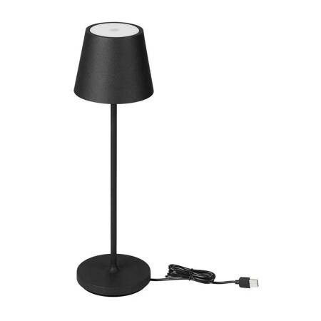 Lampka nocna Wise czarna 2W 3000K elegancka lampa do sypialni w stylu nowoczesnym konstrukcja z mobilną stacją ładowania