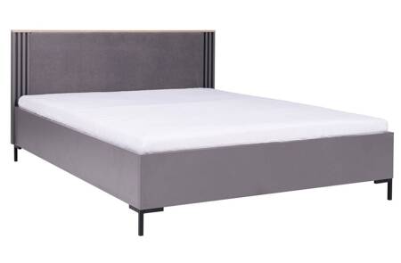 Łóżko Estan 160x200 cm antracyt idealne łóżko do sypialni obrzeża wykończone okleiną ABS designerski tapicerowany zagłówek
