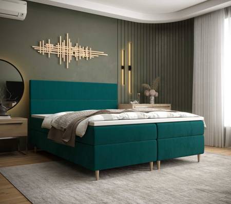 Łóżko kontynentalne Bing 180x200 turkusowy w nowoczesnym skandynawskim stylu z charakterystycznym wezgłowiem