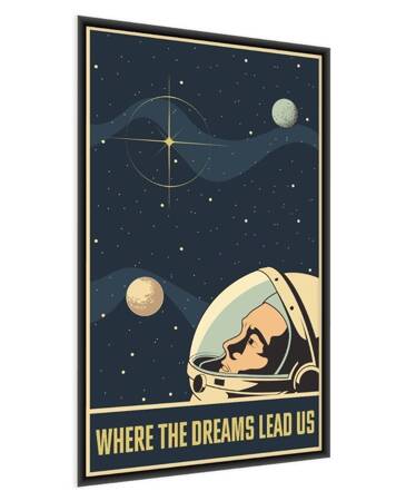 Plakat vintage astronauta 70x100 plakat w ramie precyzyjny wydruk ze stylową grafiką doskonała dekoracja do salonu lub sypialni