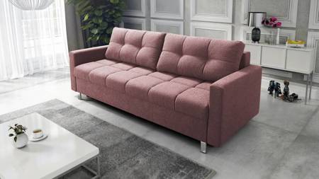 Sofa z funkcją spania Bilbao brudny róż nowoczesny design i szeroka funkcjonalność tkanina o charakterystycznej pętelkowej powierzchni