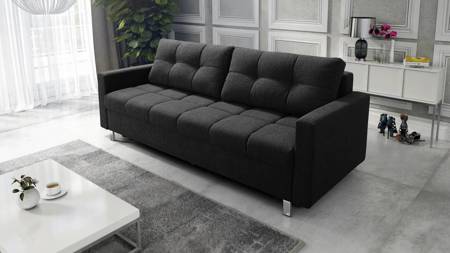 Sofa z funkcją spania Bilbao czarna nowoczesny design i szeroka funkcjonalność tkanina o charakterystycznej pętelkowej powierzchni