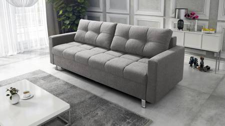 Sofa z funkcją spania Bilbao szara nowoczesny design i szeroka funkcjonalność tkanina o charakterystycznej pętelkowej powierzchni