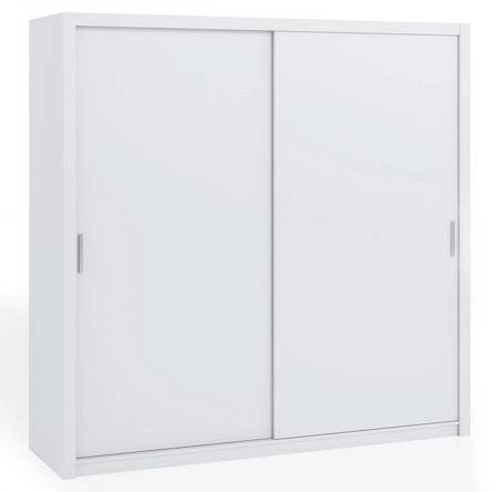 Szafa przesuwna Rico 220 cm biała pojemna szafa do sypialni garderoby lub przedpokoju klasyczna forma o geometrycznych kształtach