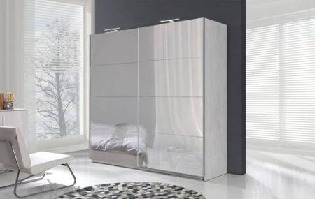 Szafa przesuwna z lustrem Dione 225 cm sosna norweska nowoczesny design oraz wykończenie ABS idealna szafa do sypialni lub garderoby