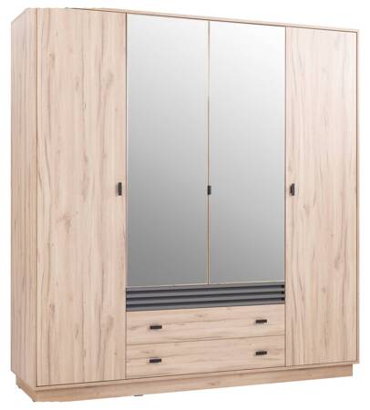 Szafa z lustrem Estan 200 cm dąb estana jasny / antracyt nowoczesny design mebla drzwi szafy ozdobione lamelami