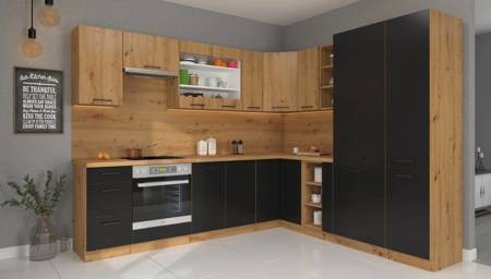 Zestaw mebli kuchennych narożny Monza 270x235 cm niepowtarzalny styl szafek dopasuje się do wnętrza każdej kuchni